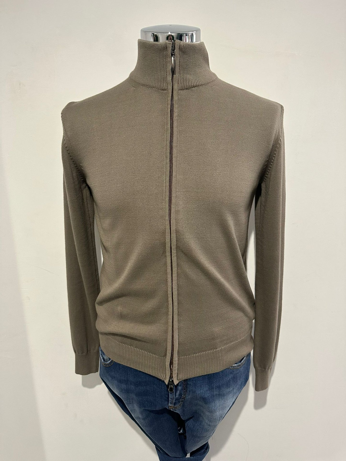 Maglia zip beige