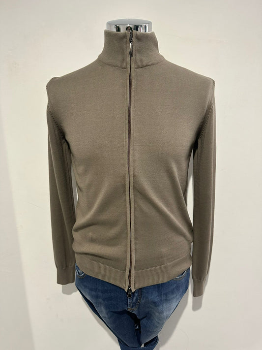 Maglia zip beige